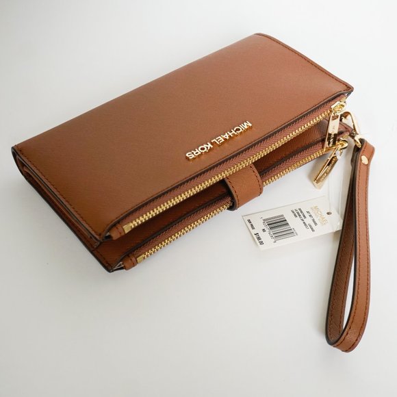 Michael Kors JST Double Zip Leather Wallet Brown - Picture 3 of 9